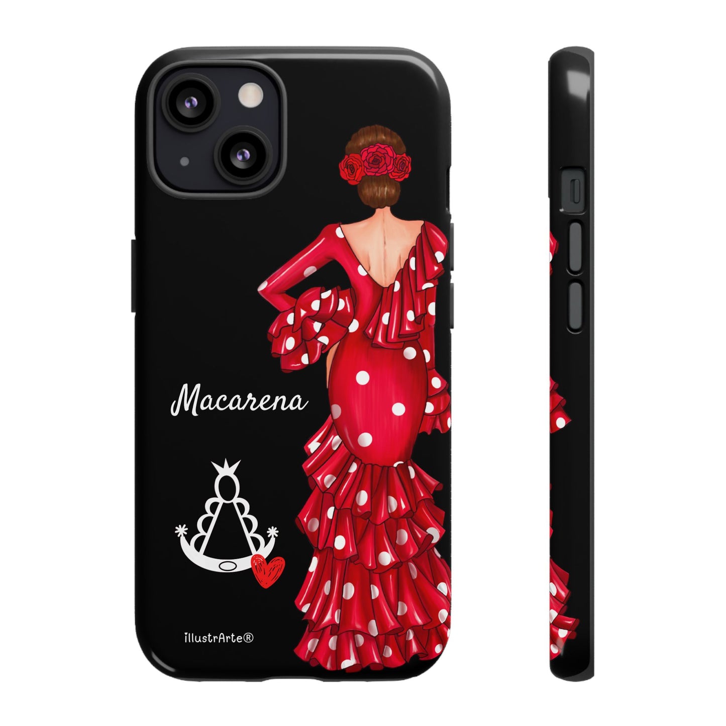 Funda de teléfono personalizada Macarena negro – para iPhone, Samsung, Pixel