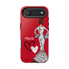 Funda de teléfono personalizable María blanco fondo rojo corazones – para iPhone, Samsung, Pixel