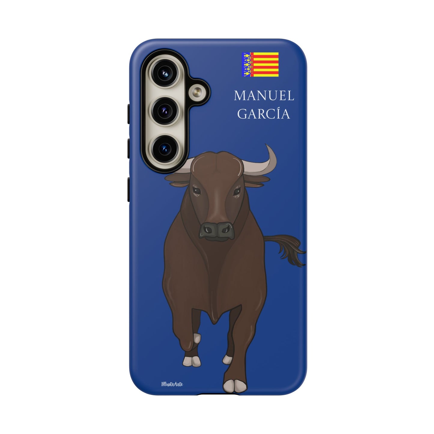 una funda de teléfono con una imagen de un toro