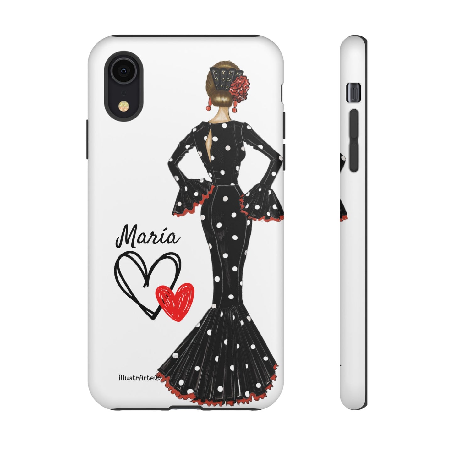Personalized phone case Maria in black dress – for iPhone, Samsung, Pixel