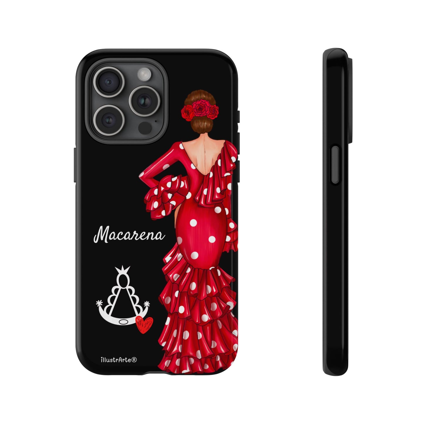 Funda de teléfono personalizada Macarena negro – para iPhone, Samsung, Pixel