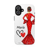 Funda de teléfono personalizada María vestido rojo – iPhone, Samsung, Pixel