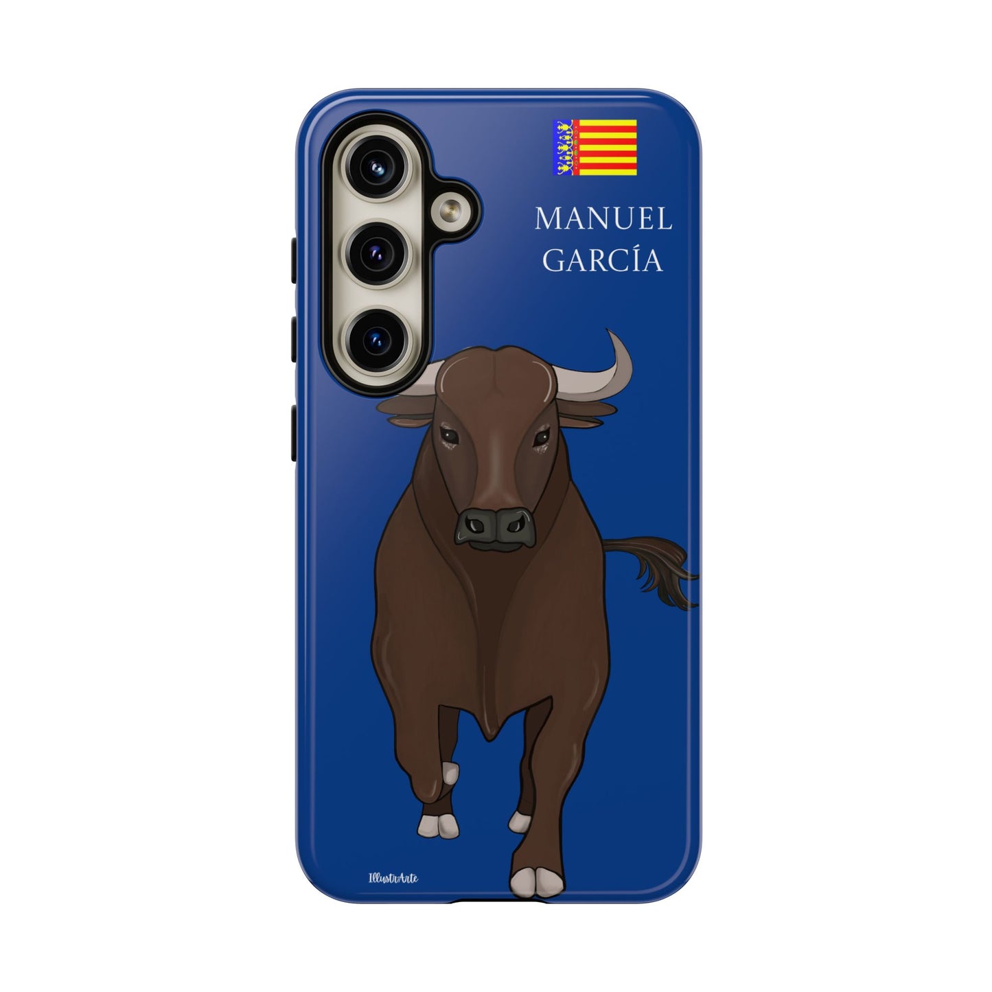 una funda de teléfono con una imagen de un toro