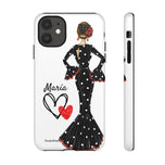 Personalised phone case flamenco dancer María, black dress for iPhone 11, gloss finish – illustrArte