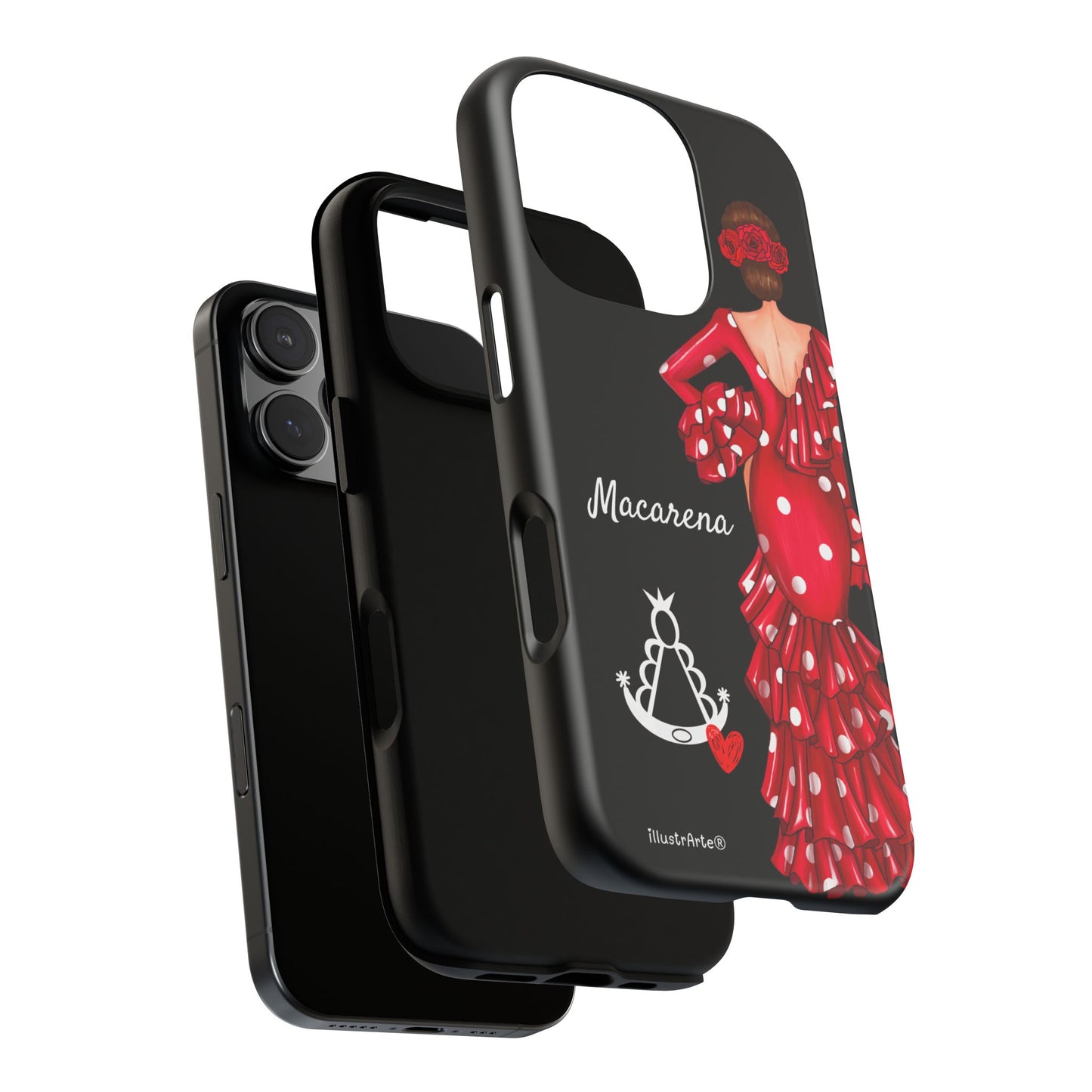 Funda de teléfono personalizada Macarena negro – para iPhone, Samsung, Pixel