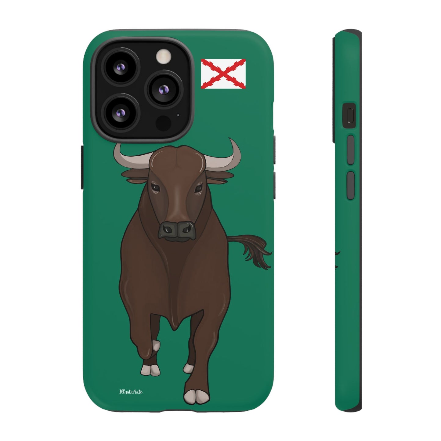 una funda de teléfono con un toro en ella