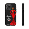 Funda de teléfono personalizable María rojo fondo negro Virgencita – para iPhone, Samsung, Pixel