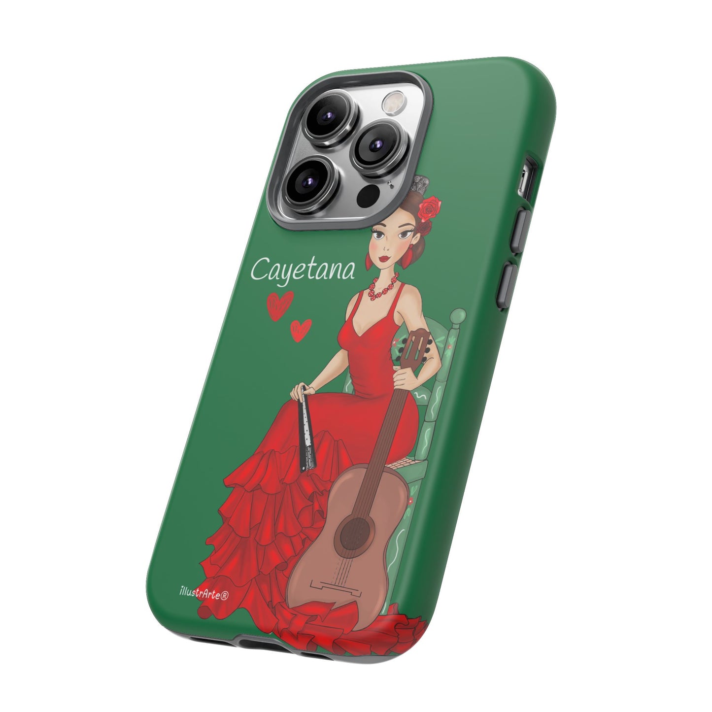 Cayetana personalized phone case with green background – for iPhone, Samsung, Pixel