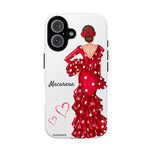 Personalised phone case flamenco dancer Macarena, white background for iPhone 16, gloss finish – illustrArte