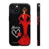 Funda de teléfono personalizable María rojo fondo negro – para iPhone, Samsung, Pixel