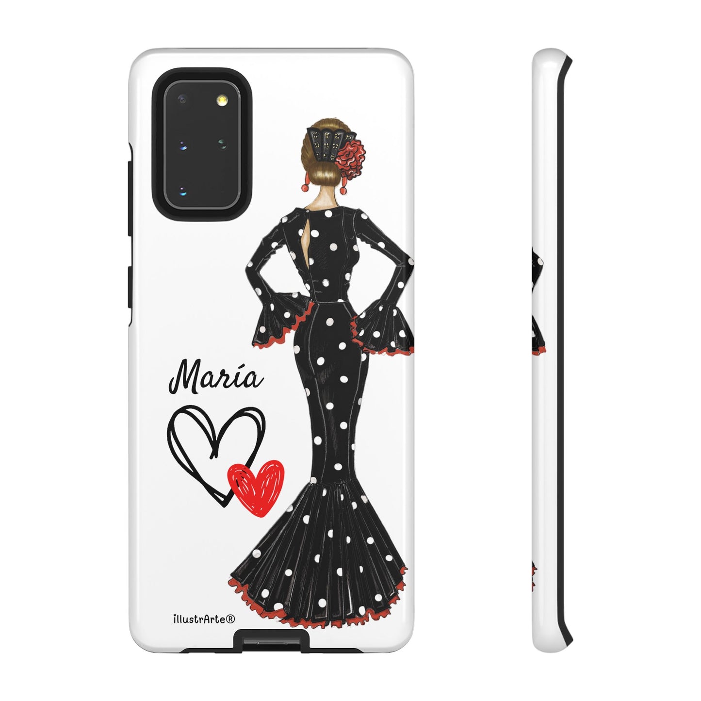 Personalized phone case Maria in black dress – for iPhone, Samsung, Pixel