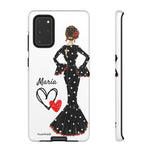 Personalised phone case flamenco dancer María, black dress for Samsung Galaxy S20+, gloss finish – illustrArte