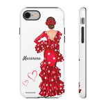 Personalised phone case flamenco dancer Macarena, white background for iPhone 8, gloss finish – illustrArte