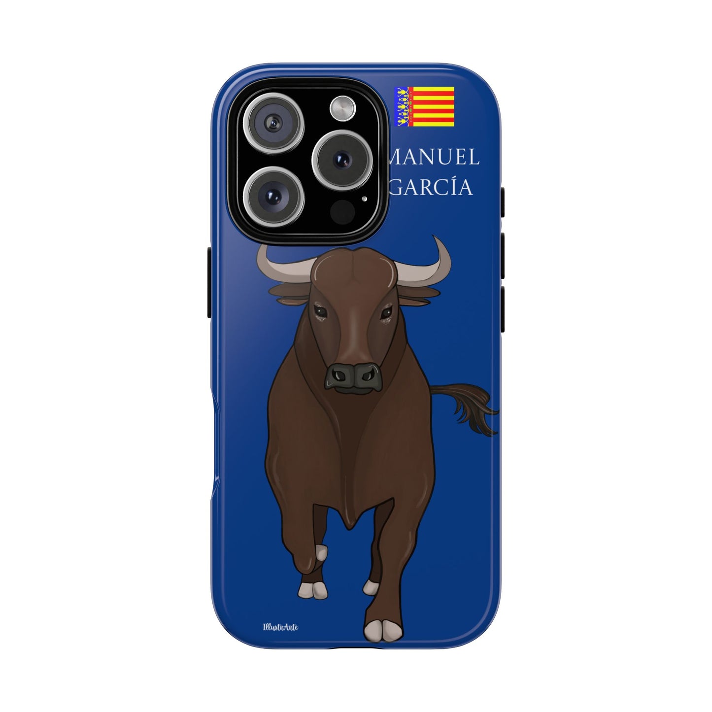 una funda de teléfono con una imagen de un toro