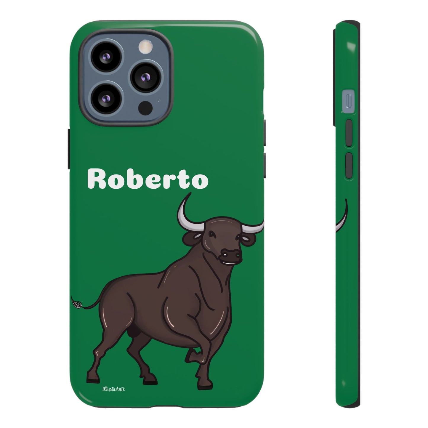 una funda de teléfono con un toro en ella