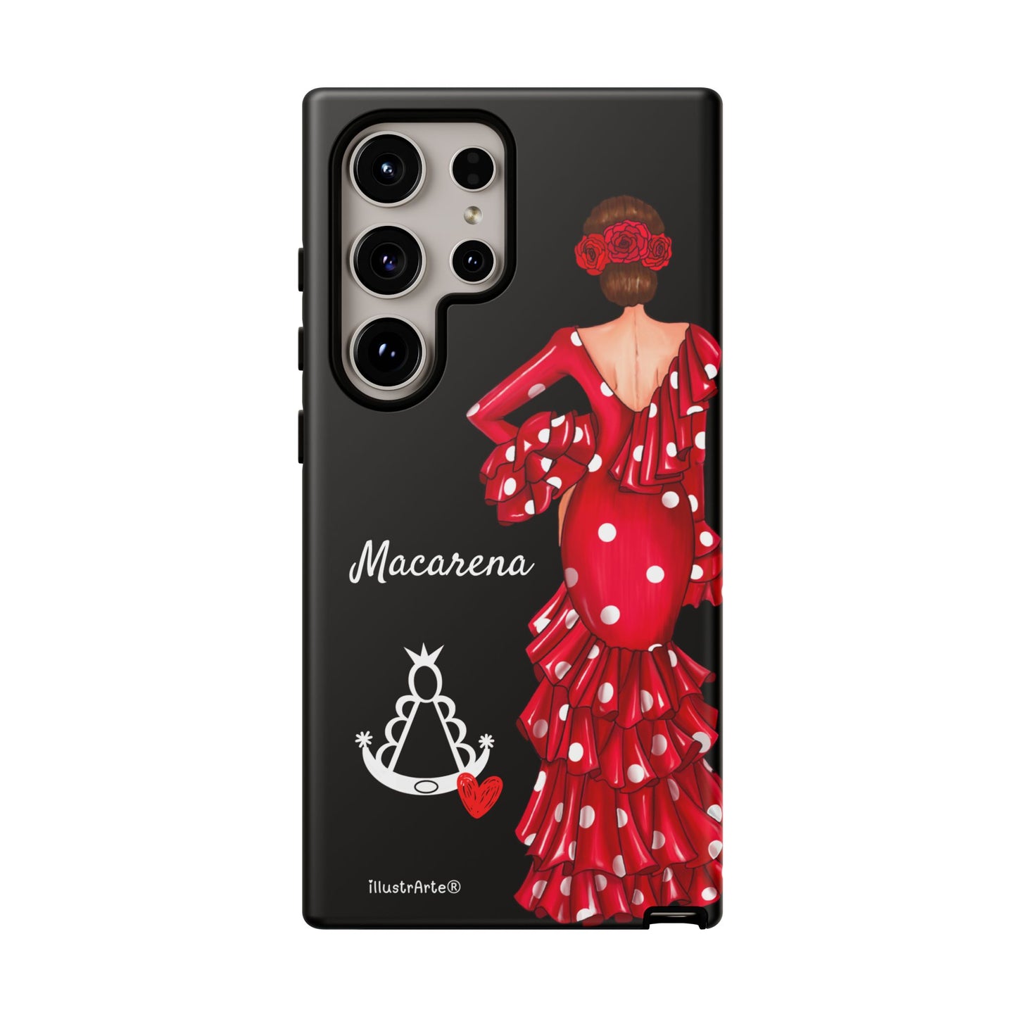 Funda de teléfono personalizada Macarena negro – para iPhone, Samsung, Pixel