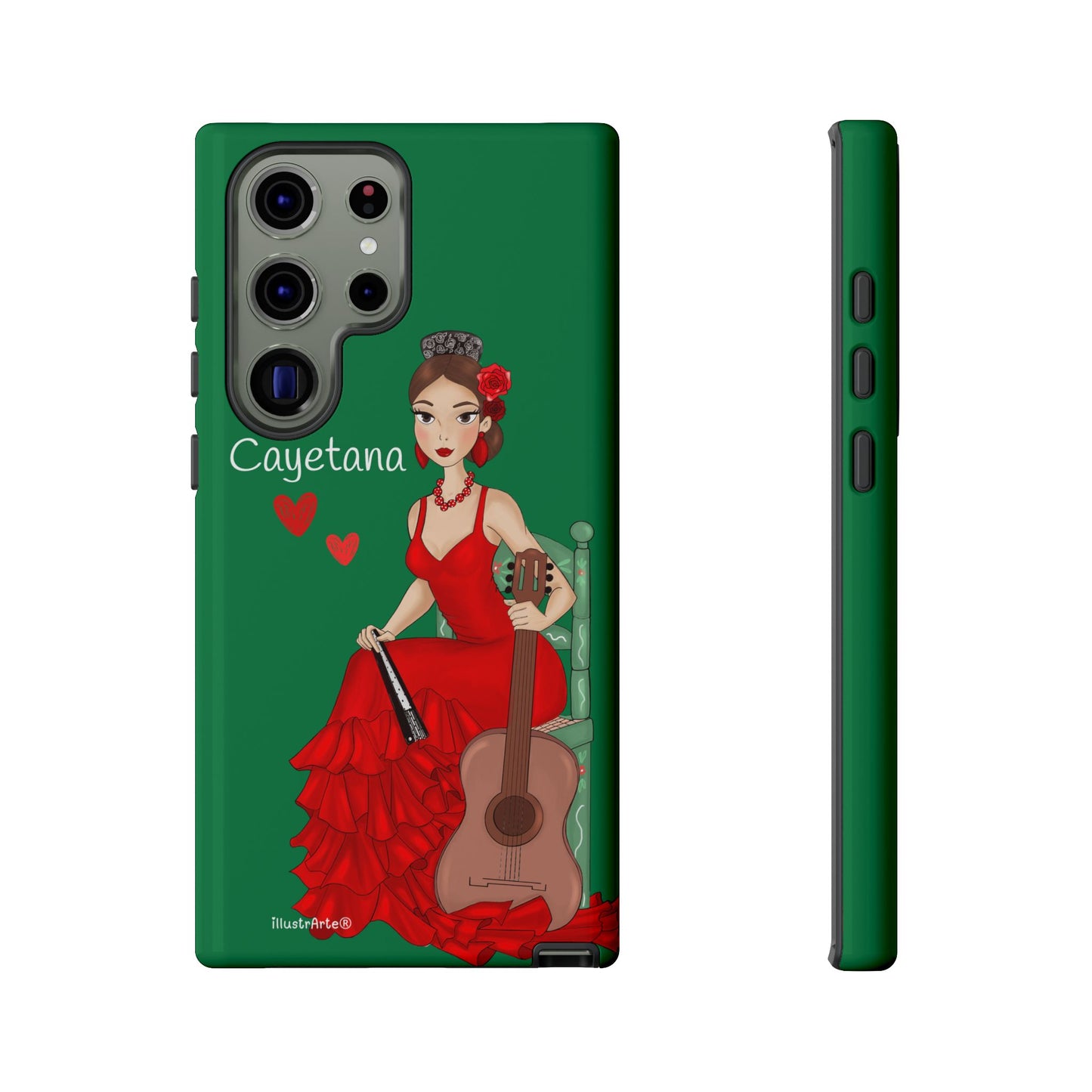 Cayetana personalized phone case with green background – for iPhone, Samsung, Pixel
