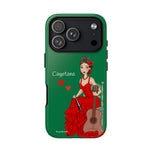 Personalised phone case flamenco dancer Cayetana, green background for iPhone 17 Pro, gloss finish – illustrArte