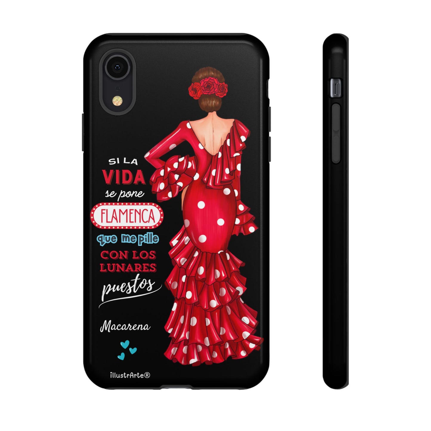 Funda de teléfono personalizable  - Modelo Macarena con frase  Para iPhone, Samsung Y Google Pixel