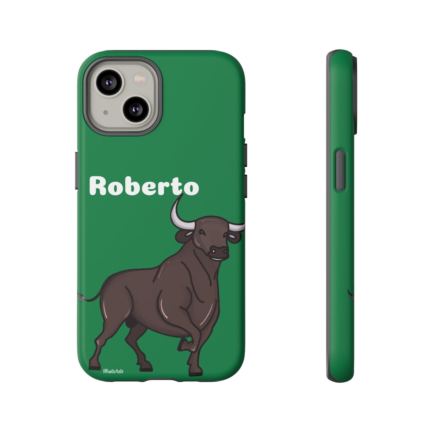 una funda de teléfono con un toro en ella