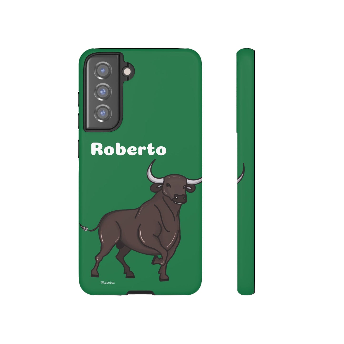 una funda de teléfono con un toro en ella