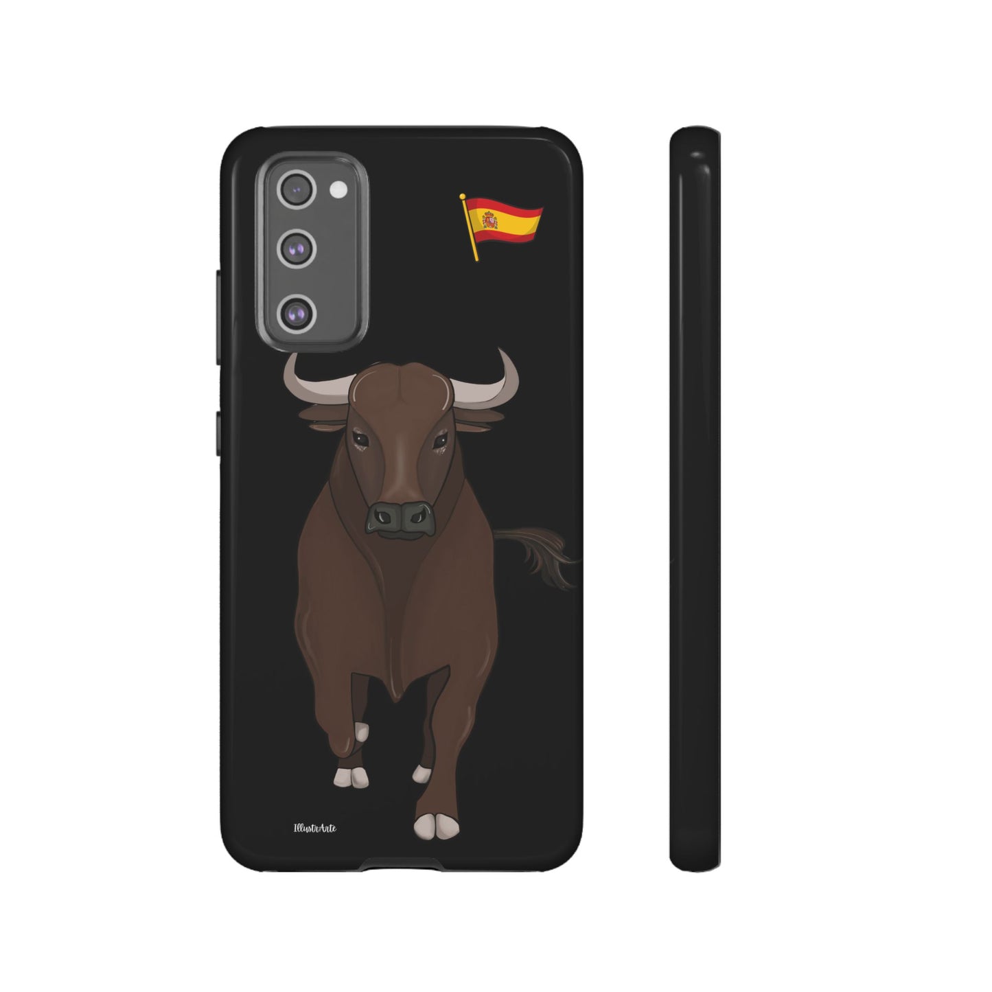 una funda de teléfono con un toro en ella