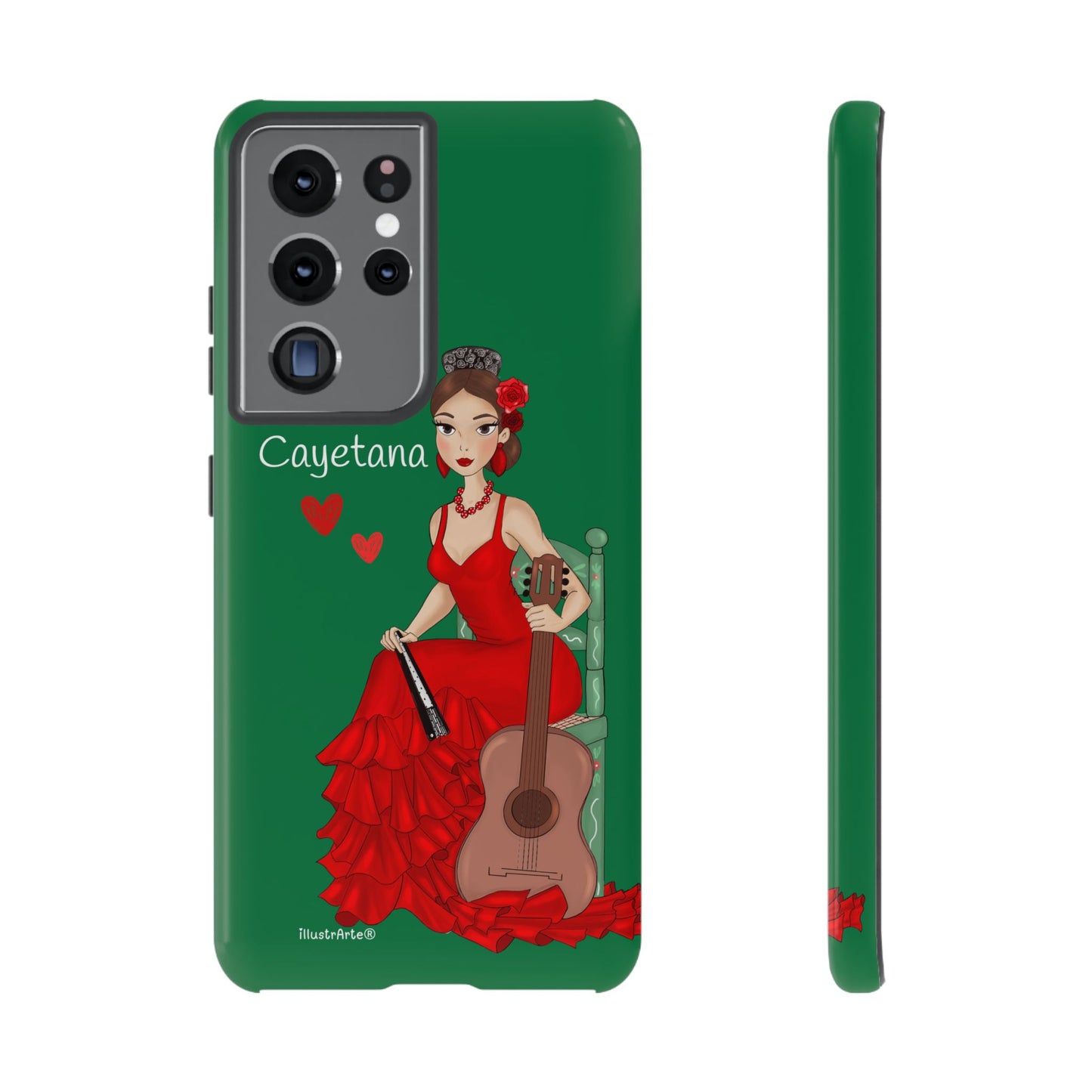 Cayetana personalized phone case with green background – for iPhone, Samsung, Pixel