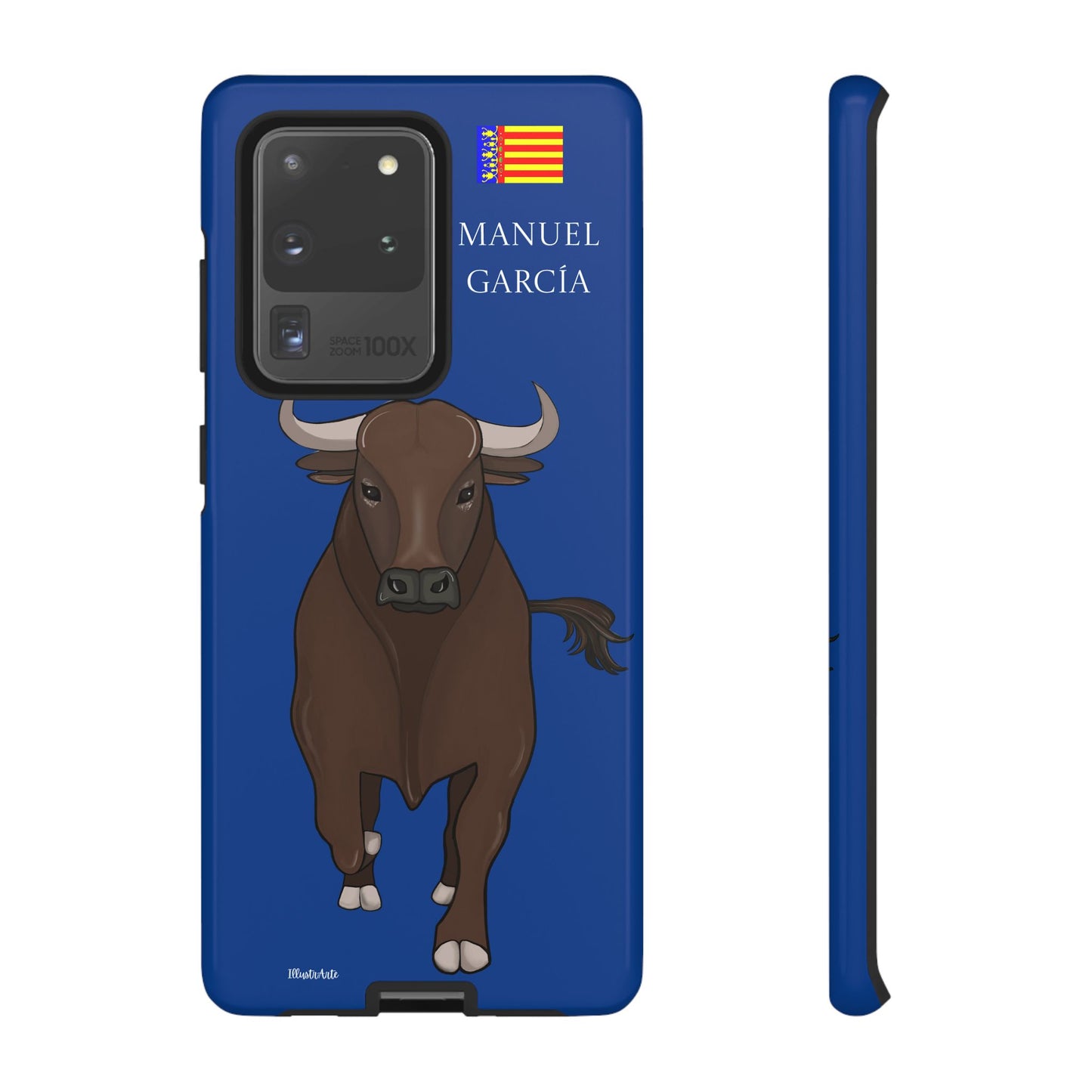 una funda de teléfono con una imagen de un toro