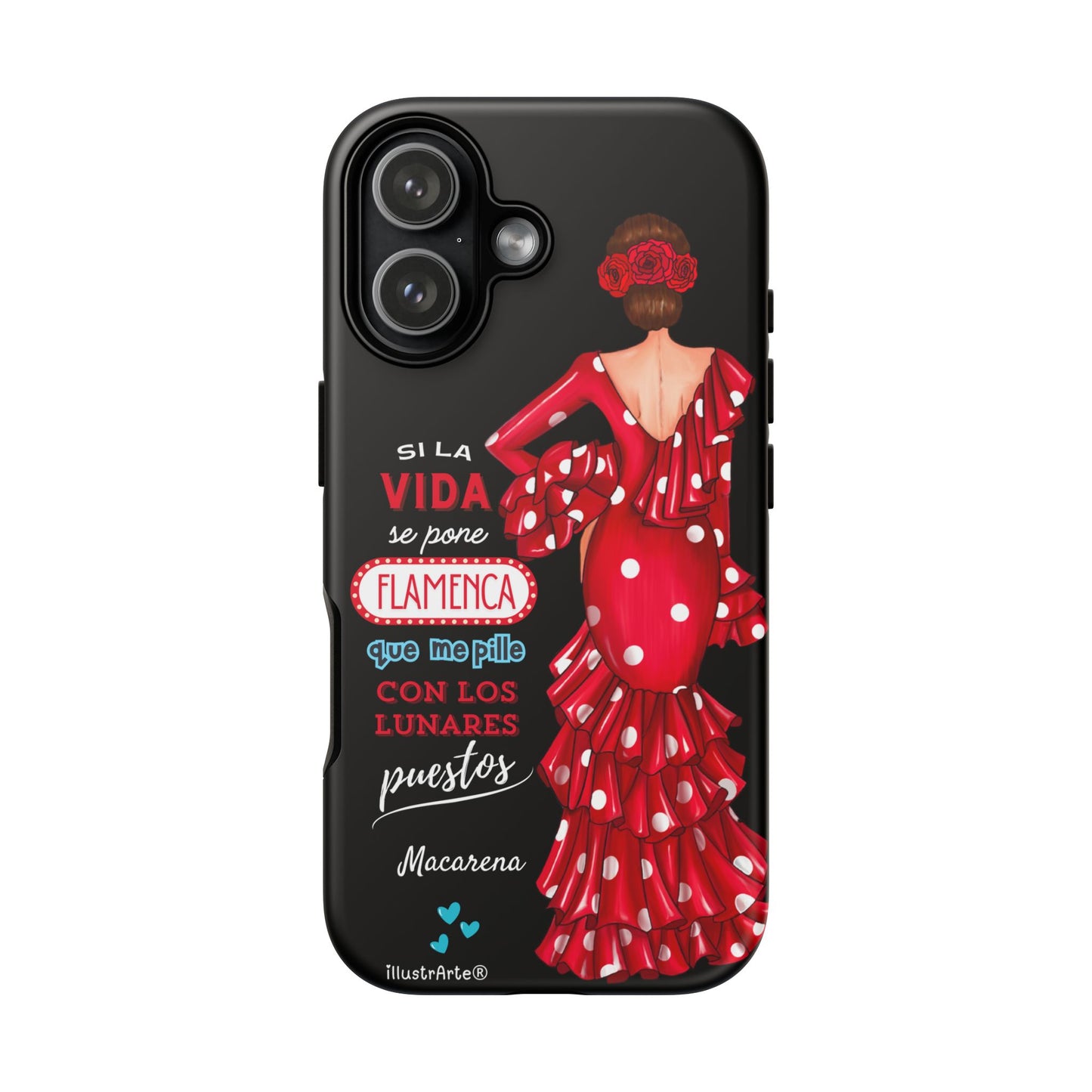 Funda de teléfono personalizable  - Modelo Macarena con frase  Para iPhone, Samsung Y Google Pixel