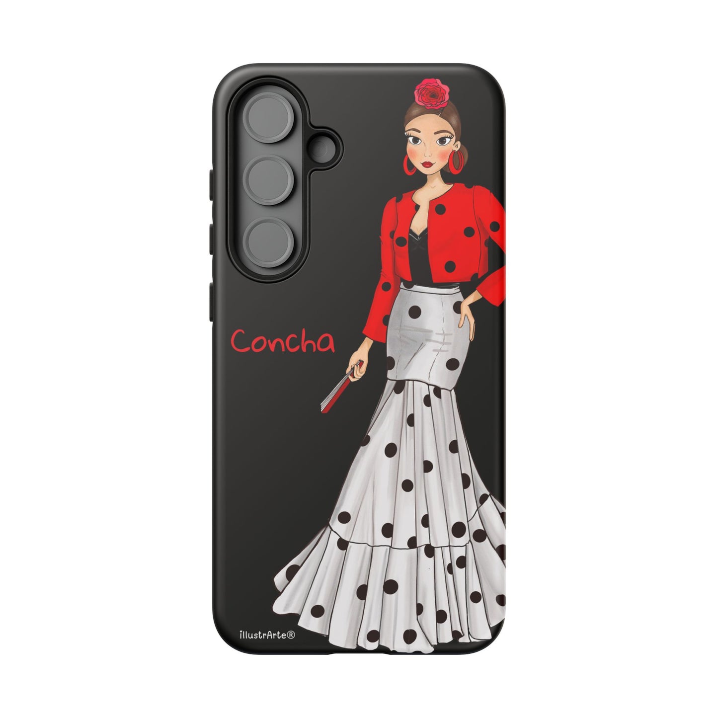 Funda Modelo Conchita mostrando el diseño personalizable en negro.