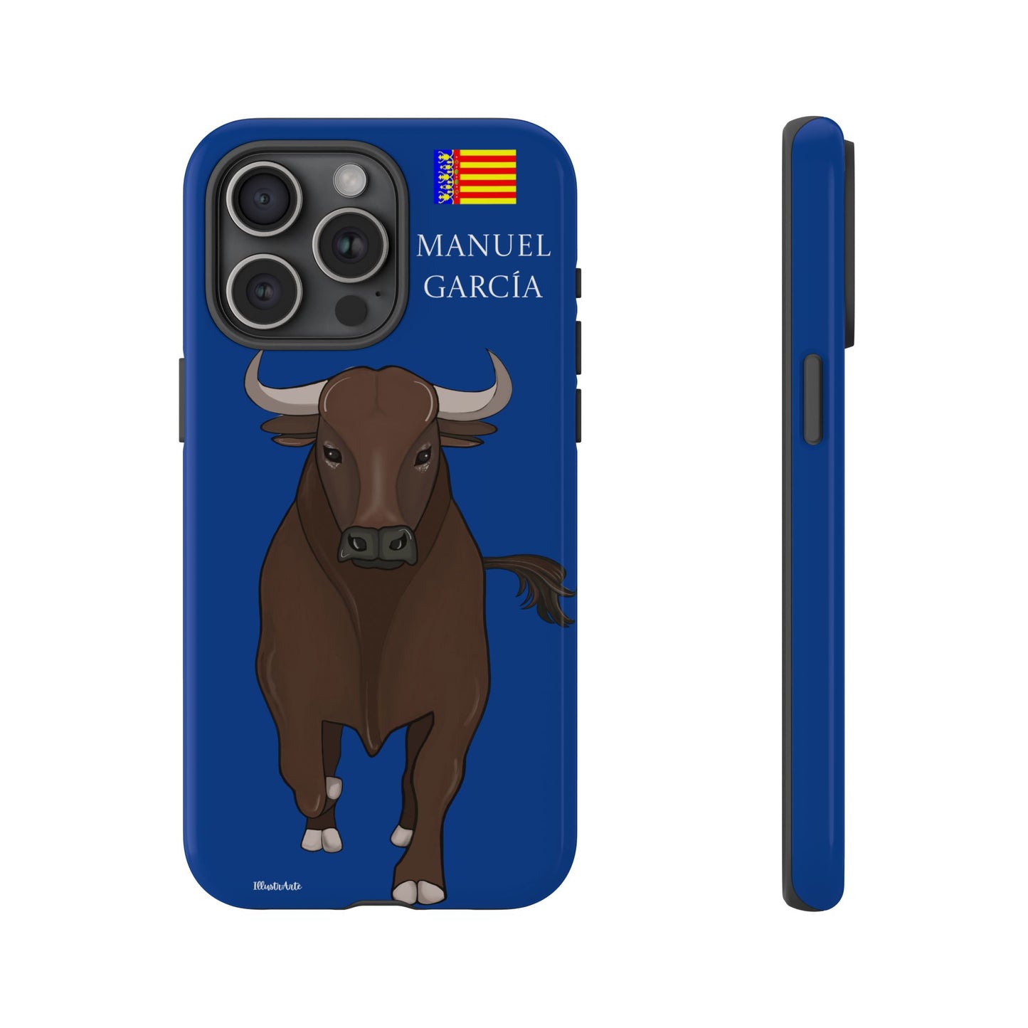 una funda de teléfono con una imagen de un toro