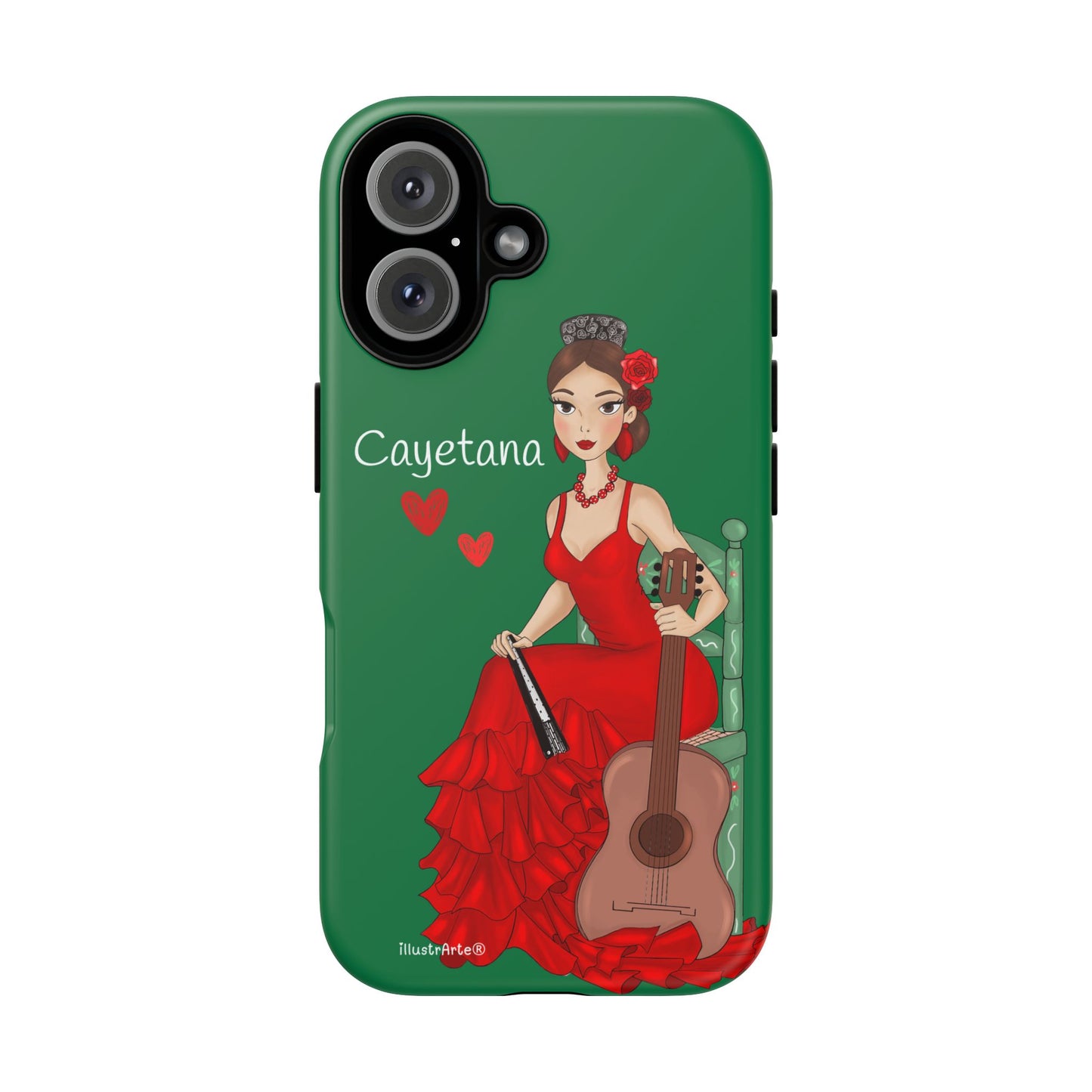 Cayetana personalized phone case with green background – for iPhone, Samsung, Pixel