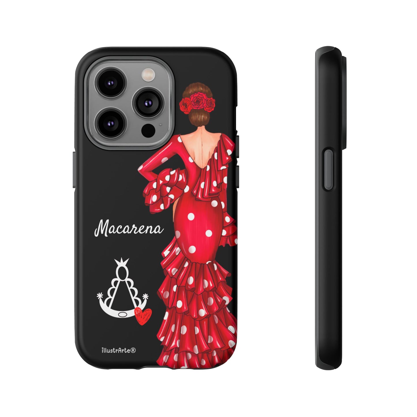 Funda de teléfono personalizada Macarena negro – para iPhone, Samsung, Pixel