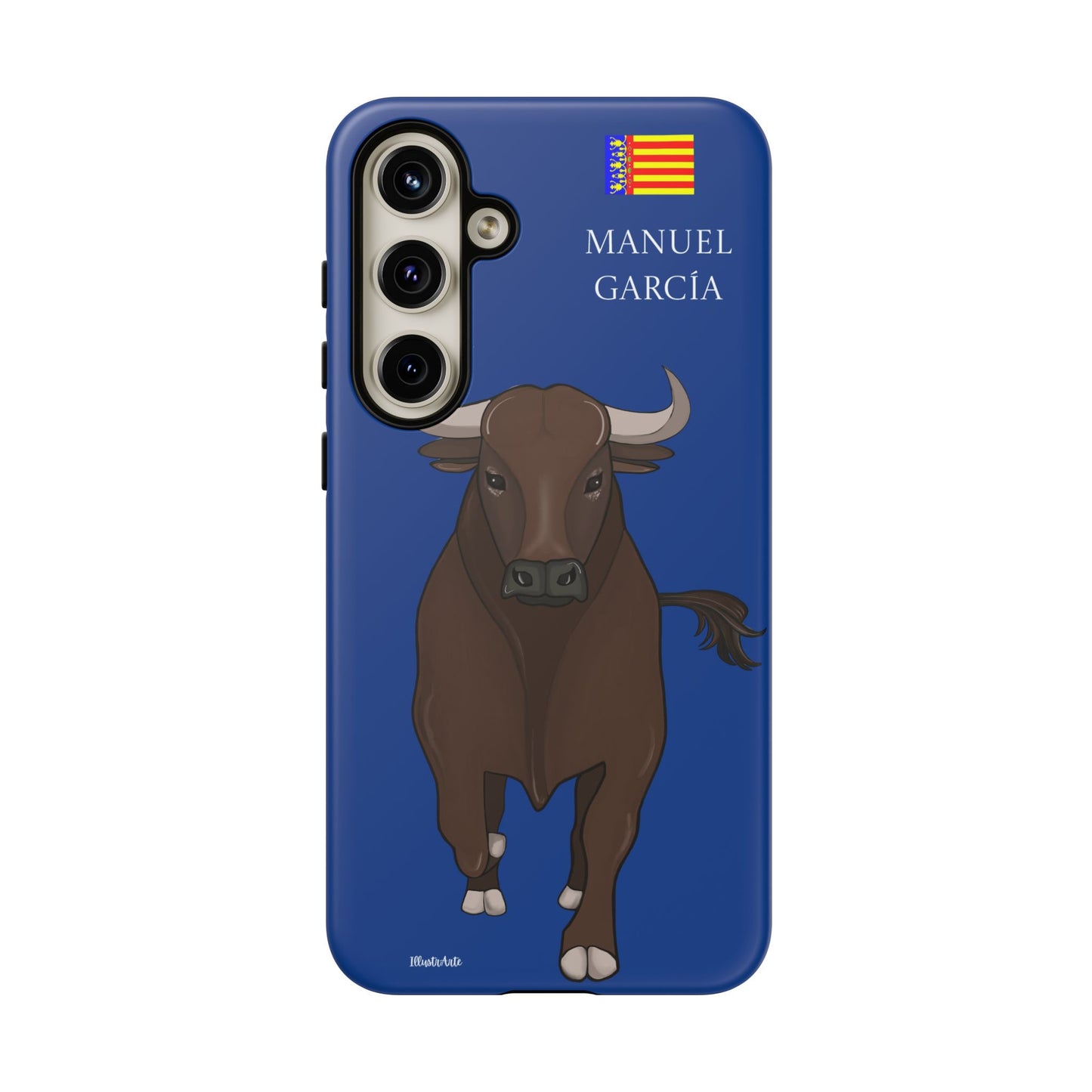 una funda de teléfono con una imagen de un toro