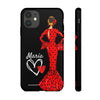 Funda de teléfono personalizable María rojo fondo negro – para iPhone, Samsung, Pixel