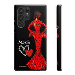 Personalised phone case flamenco dancer María, dark hair, red dress for Samsung Galaxy S22 Ultra, gloss finish – illustrArte