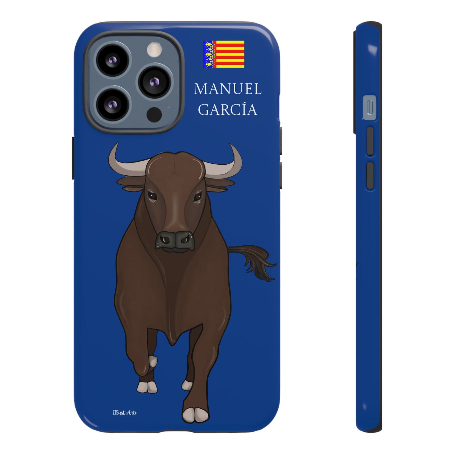 una funda de teléfono con una imagen de un toro