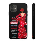 Personalised phone case flamenco dancer Macarena, with quote for iPhone 11, gloss finish – illustrArte