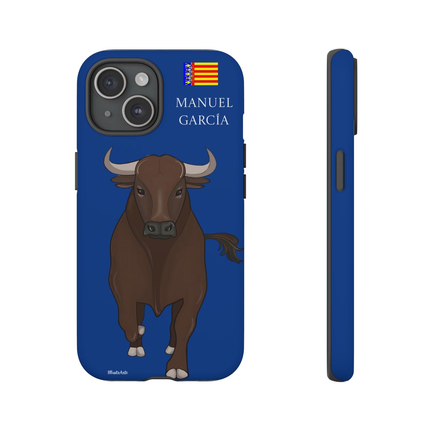 una funda de teléfono con una imagen de un toro