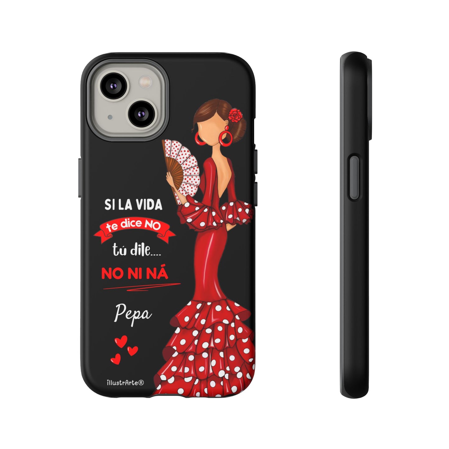 Funda de teléfono personalizable  - Modelo Pepa con frase Para iPhone, Samsung