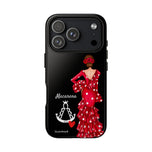 Personalised phone case flamenco dancer Macarena, with a little Virgin Mary for iPhone 17 Pro, gloss finish – illustrArte