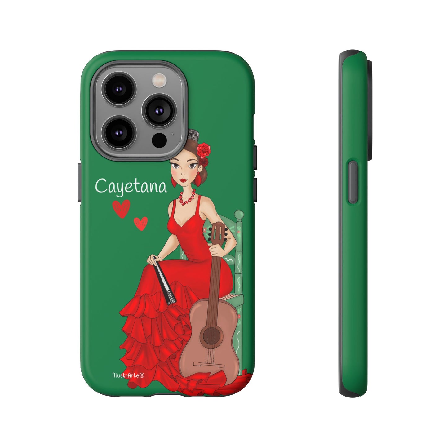 Cayetana personalized phone case with green background – for iPhone, Samsung, Pixel