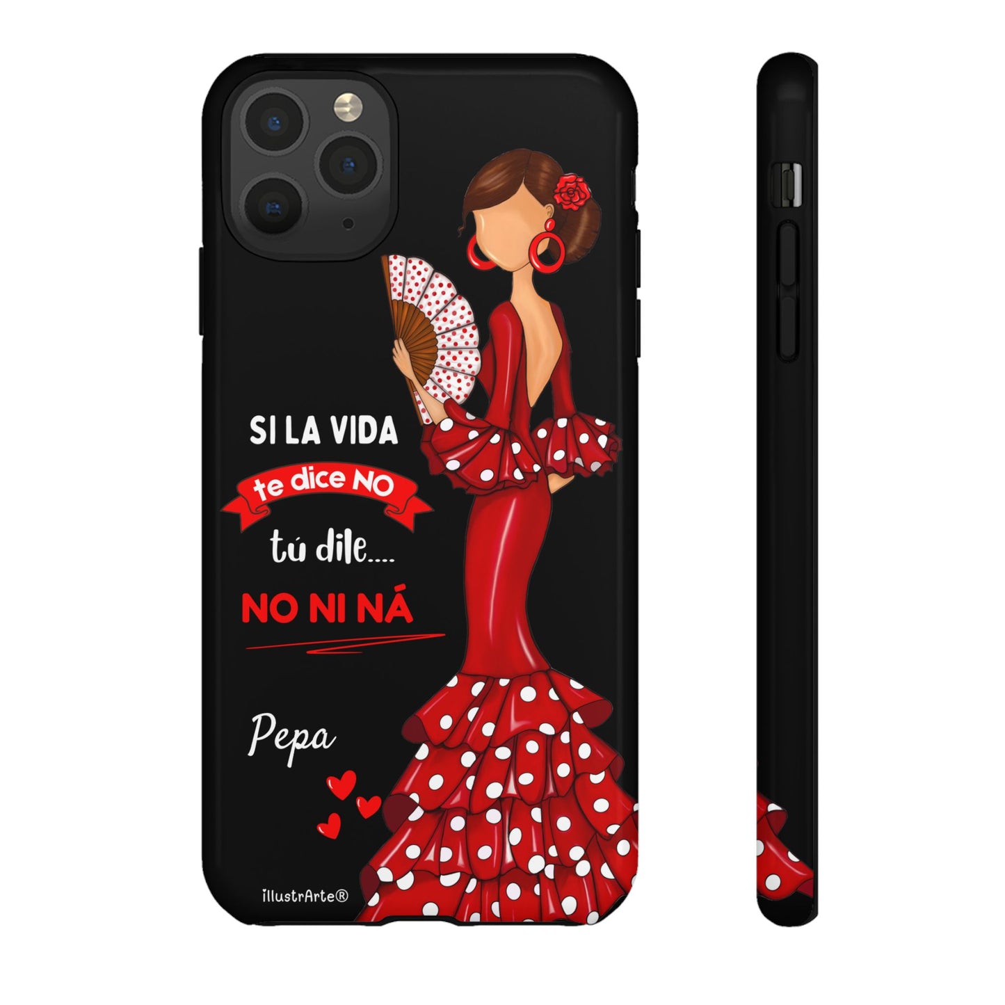 Funda de teléfono personalizable  - Modelo Pepa con frase Para iPhone, Samsung