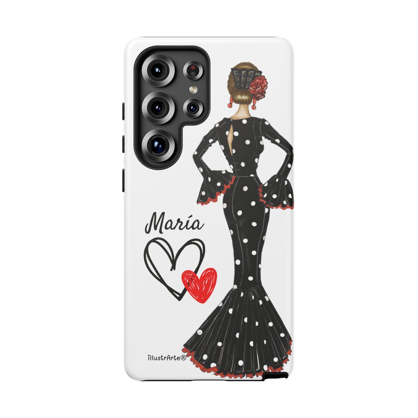 Personalized phone case Maria in black dress – for iPhone, Samsung, Pixel