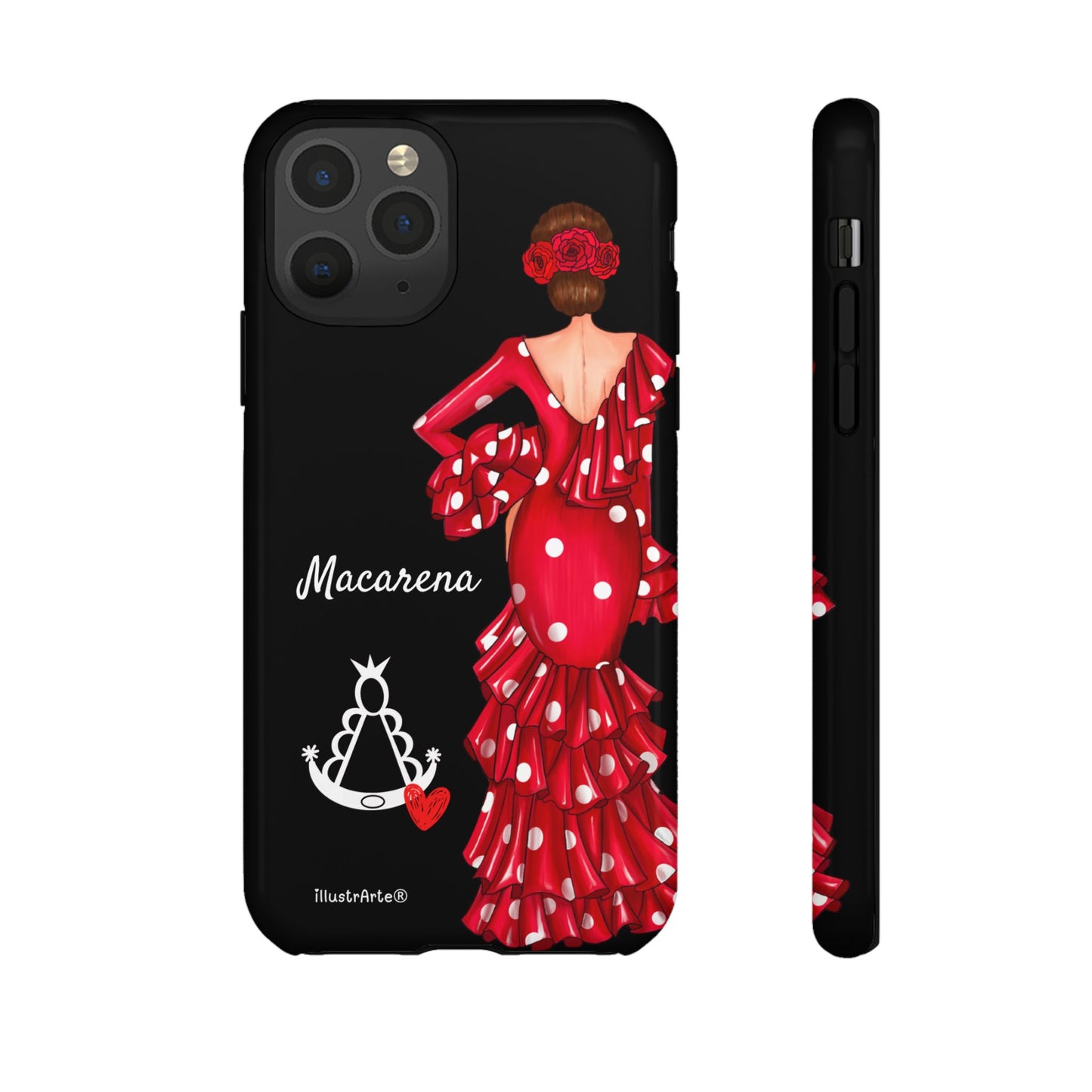 Funda de teléfono personalizada Macarena negro – para iPhone, Samsung, Pixel