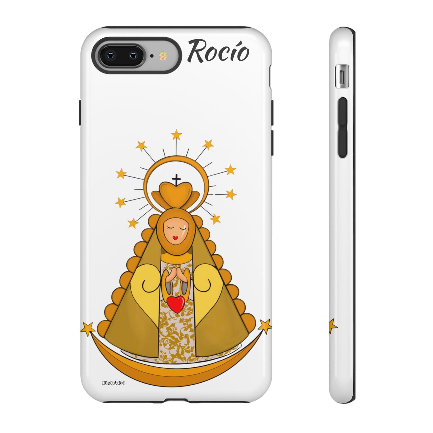 una funda de teléfono con una imagen de la virgen maría