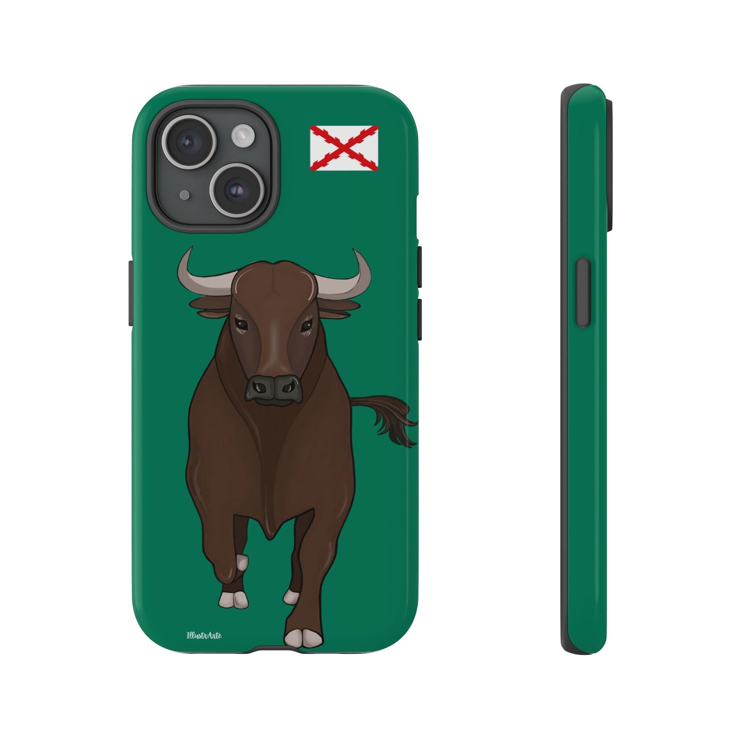 una funda de teléfono con un toro en ella