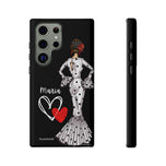 Personalised phone case flamenco dancer María, white dress for Samsung Galaxy S23 Ultra, gloss finish – illustrArte