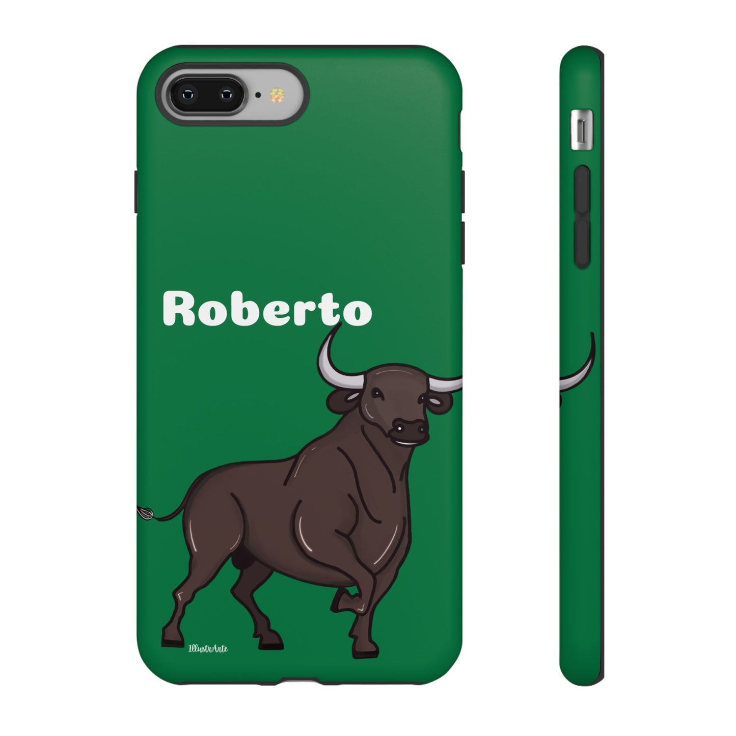 una funda de teléfono con un toro en ella