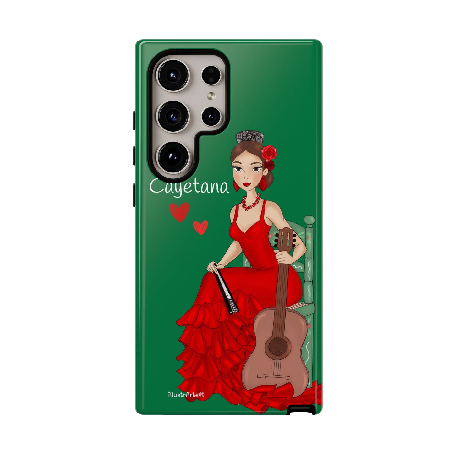 Cayetana personalized phone case with green background – for iPhone, Samsung, Pixel